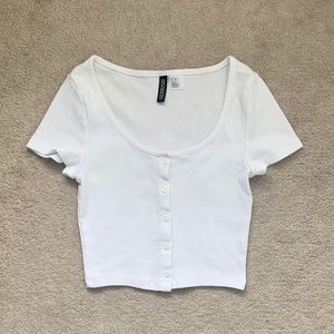 H&M | Cropped Button Up T-Shirt